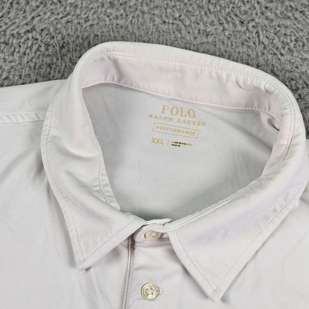 Ralph‎ Lauren Polo Shirt Mens 2XL White Performance Golf Big Pony Classic Logo